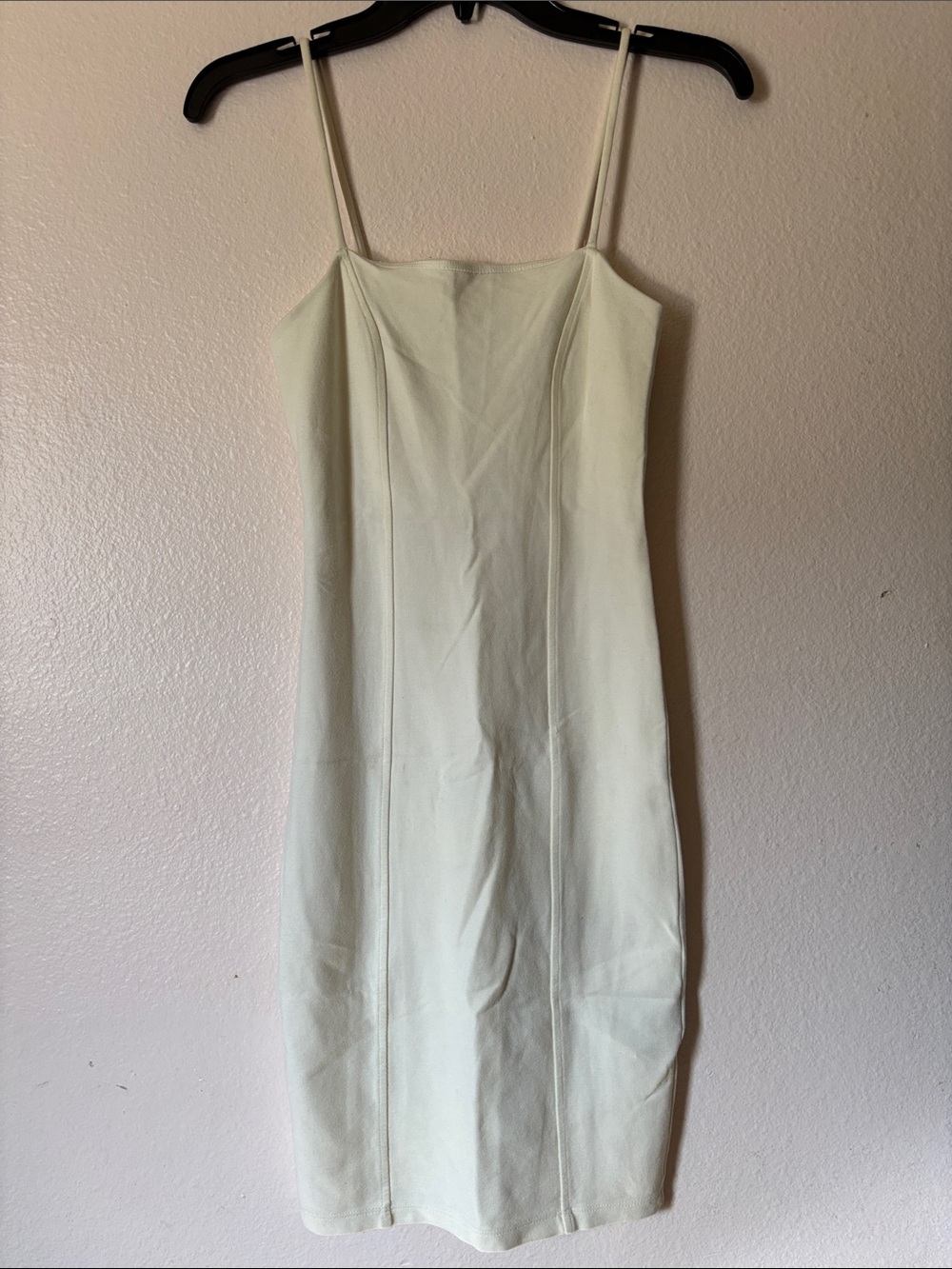 Forever 21 Ivory White Square Neck Spaghetti Strap Bodycon Mini Dress Size S